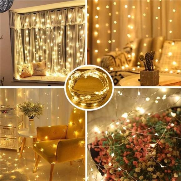 Led Fairy String Curtain Lights with Remote for Indie Room Decor Teenage Girls - Picture 6 of 6